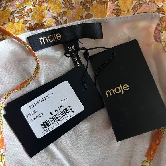 NWT Maje Rissol Cotton Ruffled Maxi Dress ASO Flora The Winx Saga - Picture 11 of 15